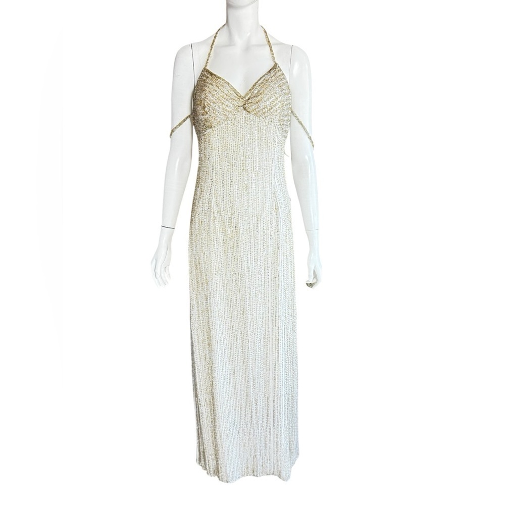 Mia Bella Y2K Strapless Gold Sequined Evening Dress Size 6